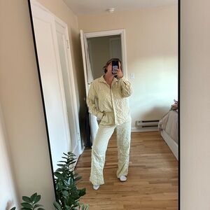 Aerie Seersucker Yellow Pajama Set